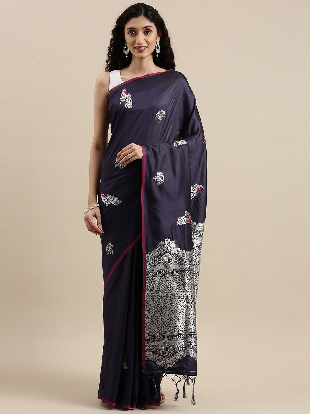 

DIVASTRI Woven Design Zari Banarasi Saree, Purple