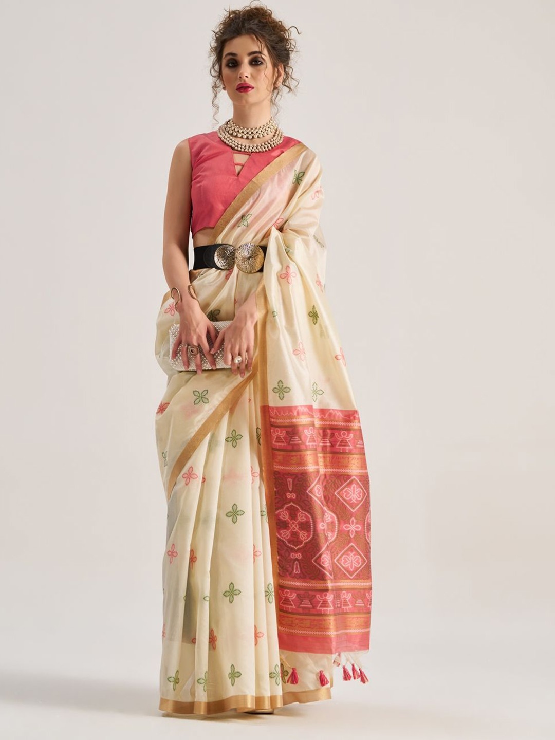 

Suha Ethnic Motifs Zari Saree, Peach