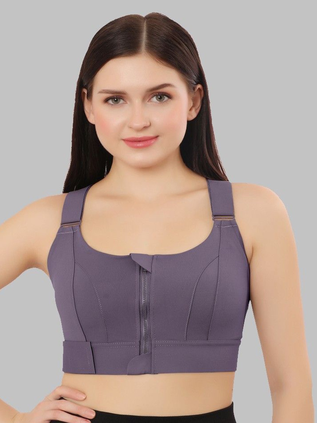 

Bella Voste Women Rapid-Dry Full Coverage Lightly Padded Front-Zip Sports Bra, Purple
