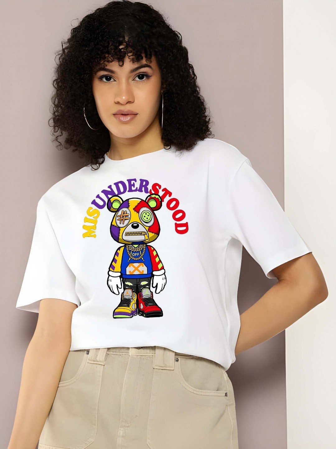 

SZN Women Graphic Printed Round Neck Cotton Relaxed Fit T-shirt, White