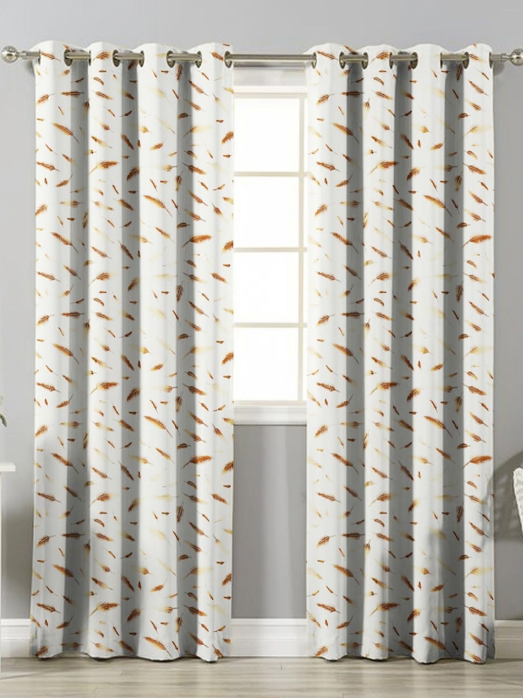 

bsb home White & Brown 2 Pieces Quirky Printed Room Darkening Door Curtain