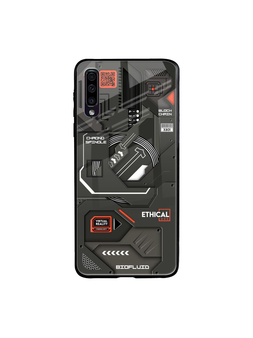 

QRIOH Tech Aesthetics Printed Samsung Galaxy A50 Back Case, Grey