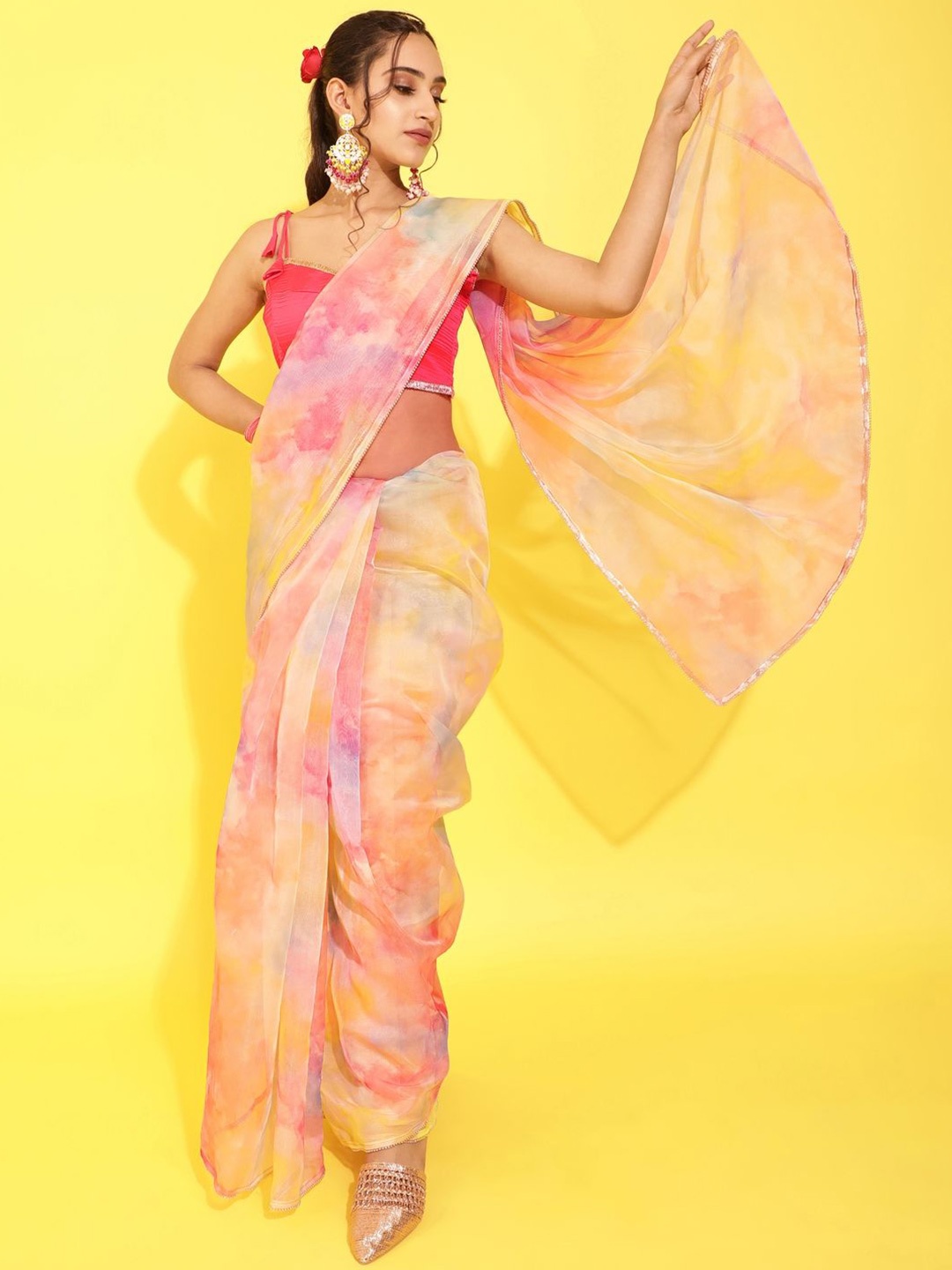 

Suha Organza Saree, Orange