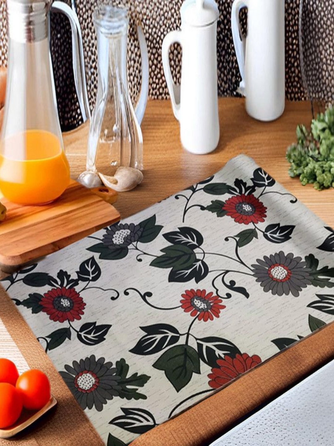 

REVEXO Grey & Green Printed Water-Resistant Shelf Liner