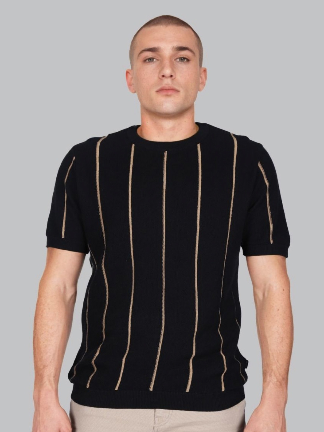 

Lee Men Striped Crew Neck Regular Fit T-shirt, Black