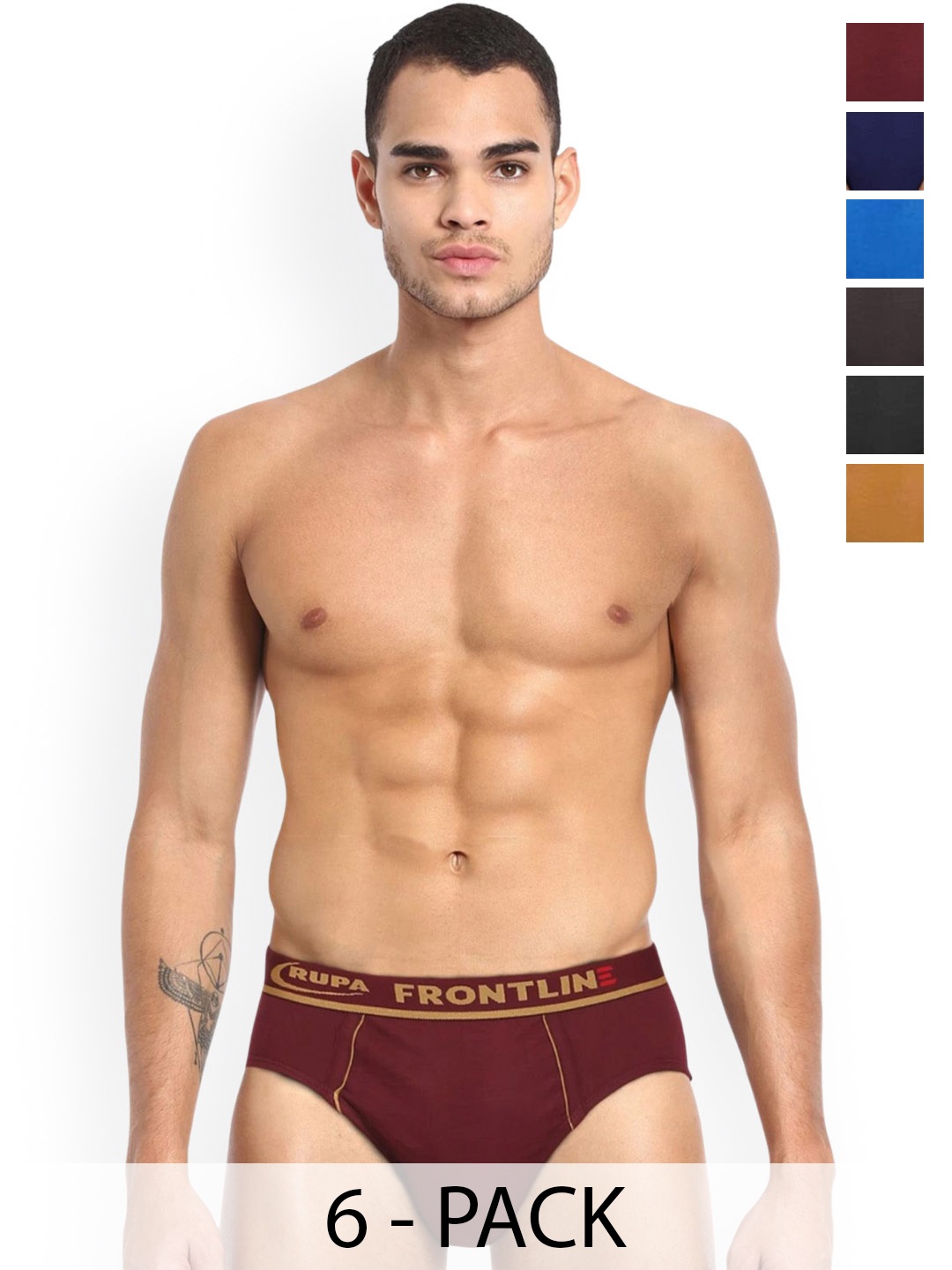 

Rupa Pack Of 6 Assorted Pure Cotton Basic Briefs - Frontline-Expando-Plain-6--95