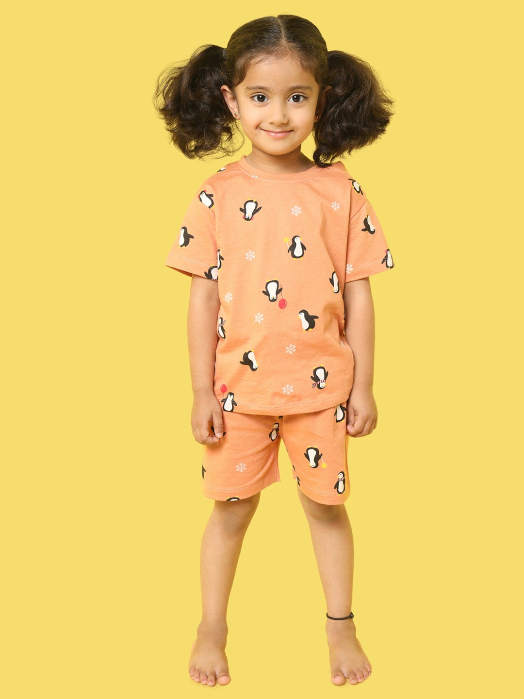 

Orange Sugar Infant Pack Of 3 Animal Printed Pure Cotton T-shirt With Shorts
