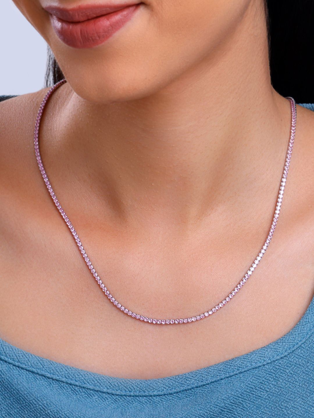

GIVA 925 Silver Rhodium-Plated Moonlit Grace Tennis Zircons Minimal Necklace