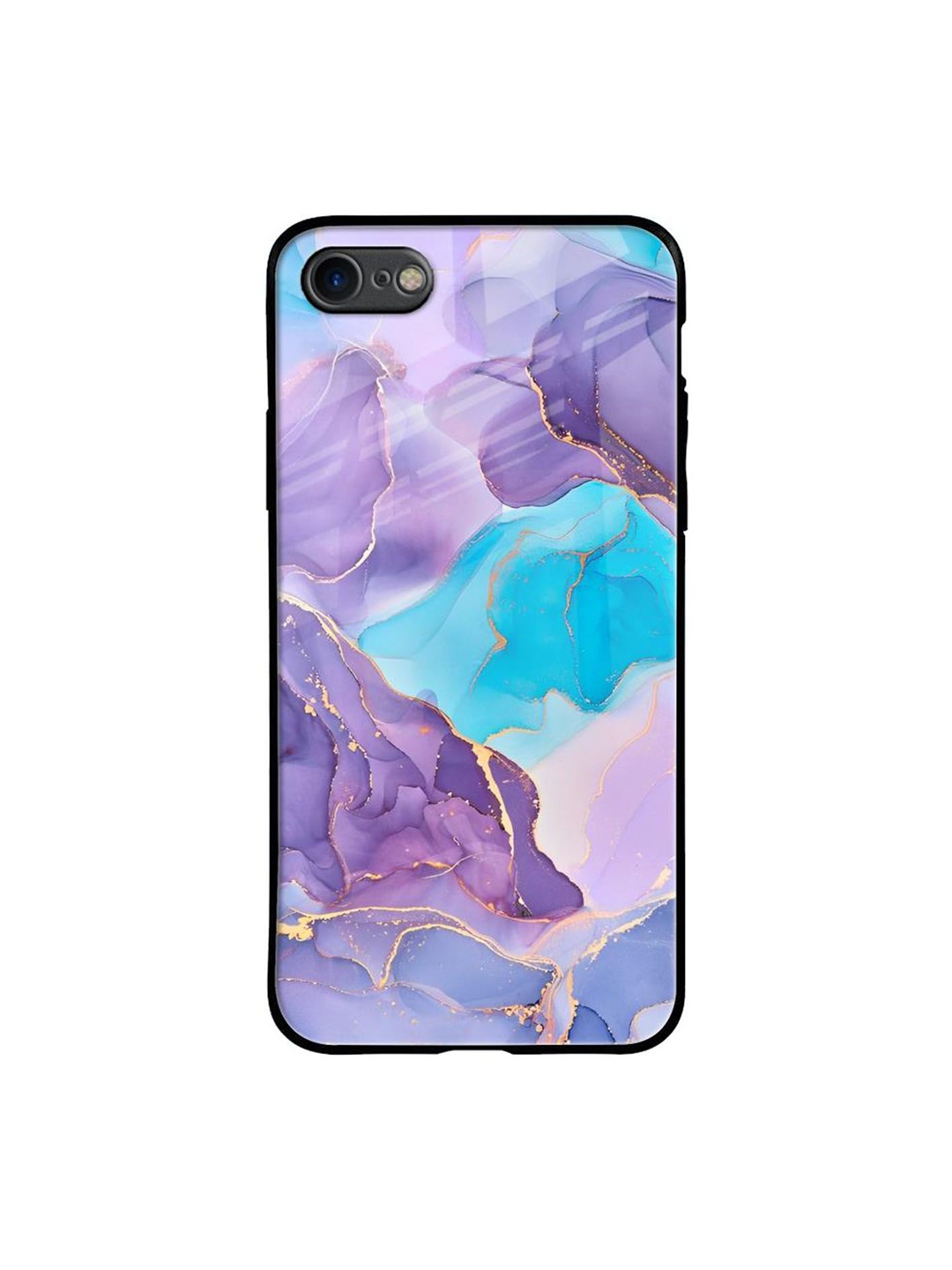 

QRIOH Alcohol ink Marble Real Printed iPhone 7 Back Case, Purple