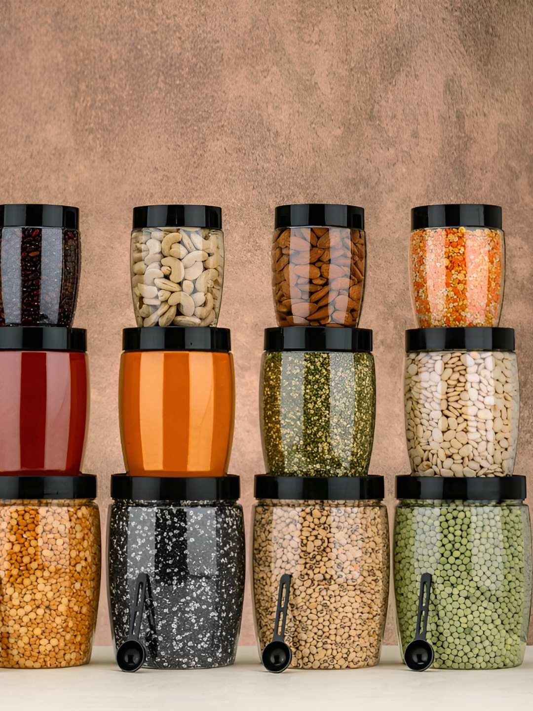 

HASHONE Transparent & Black 18 Pieces Dishwasher Safe Grocery Canisters