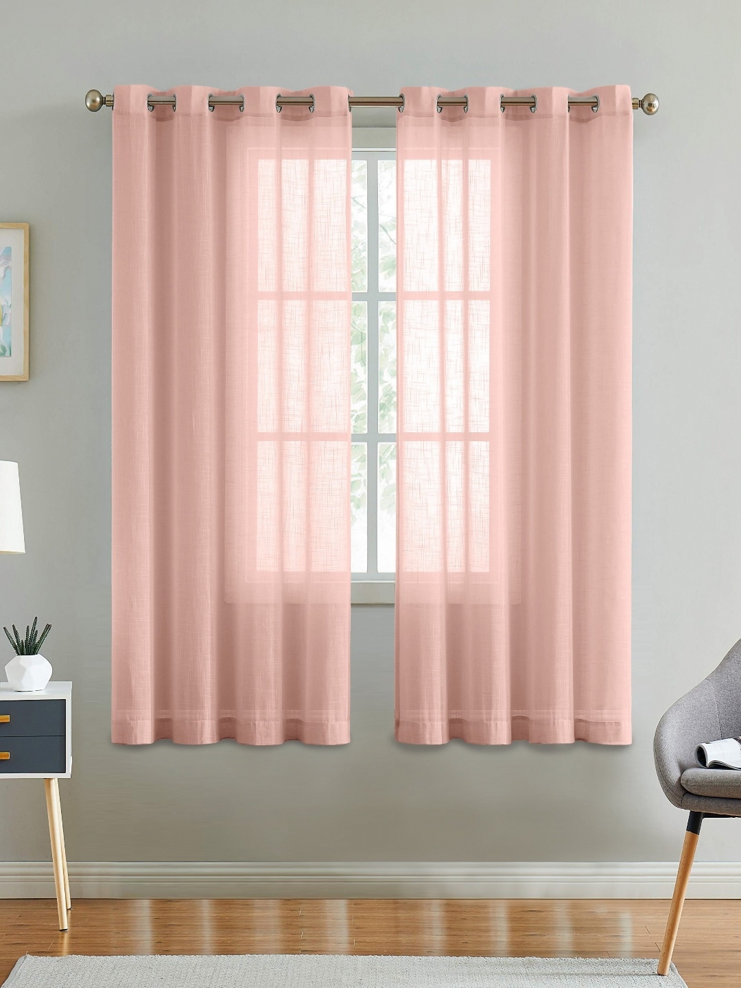 

Aura Pink Linen Window Curtains