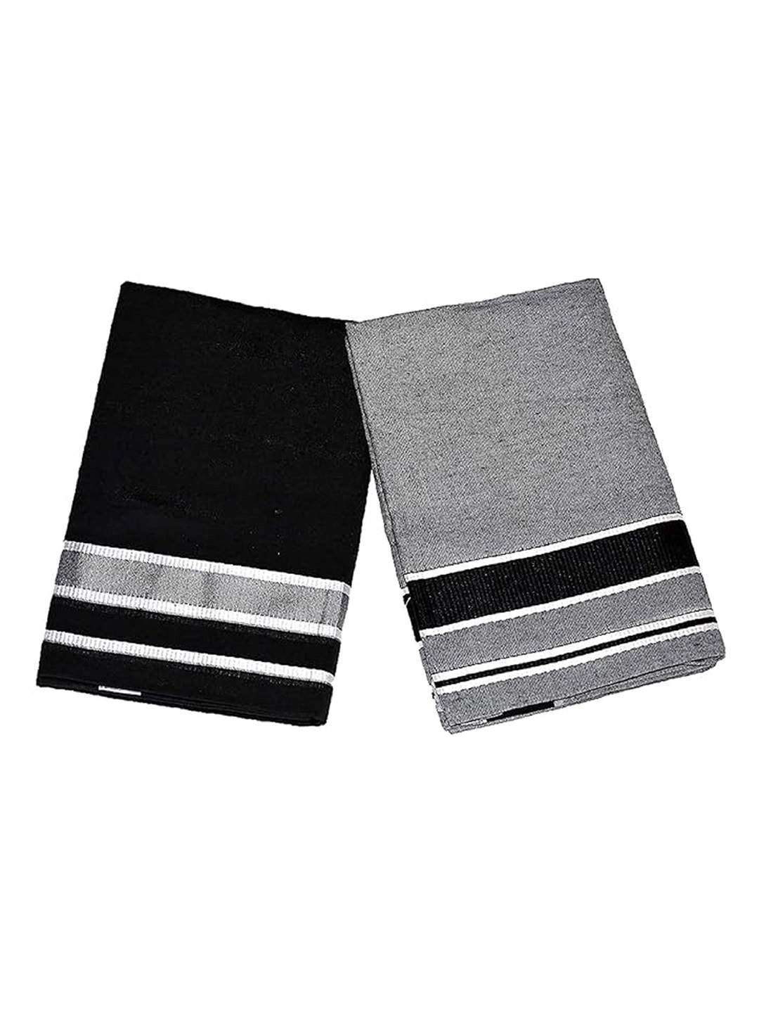 

Suman Tex Men Pack Of 2 Striped Pure Cotton Lungi, Black