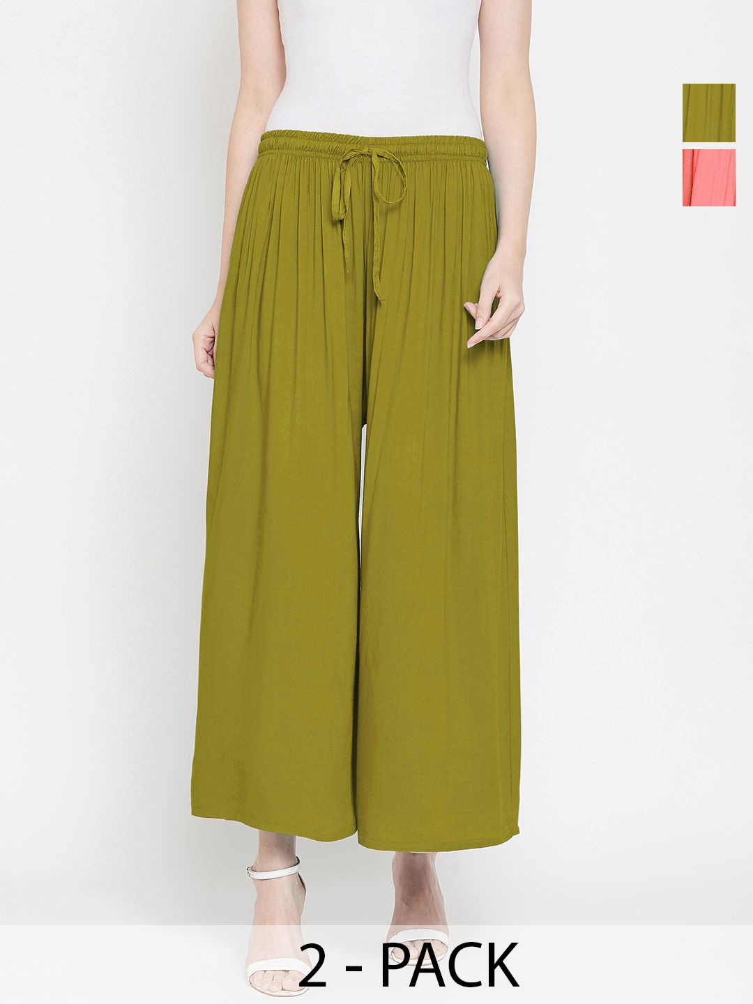 

Castle Lifestyle Women 2 Flared Palazzos, Green