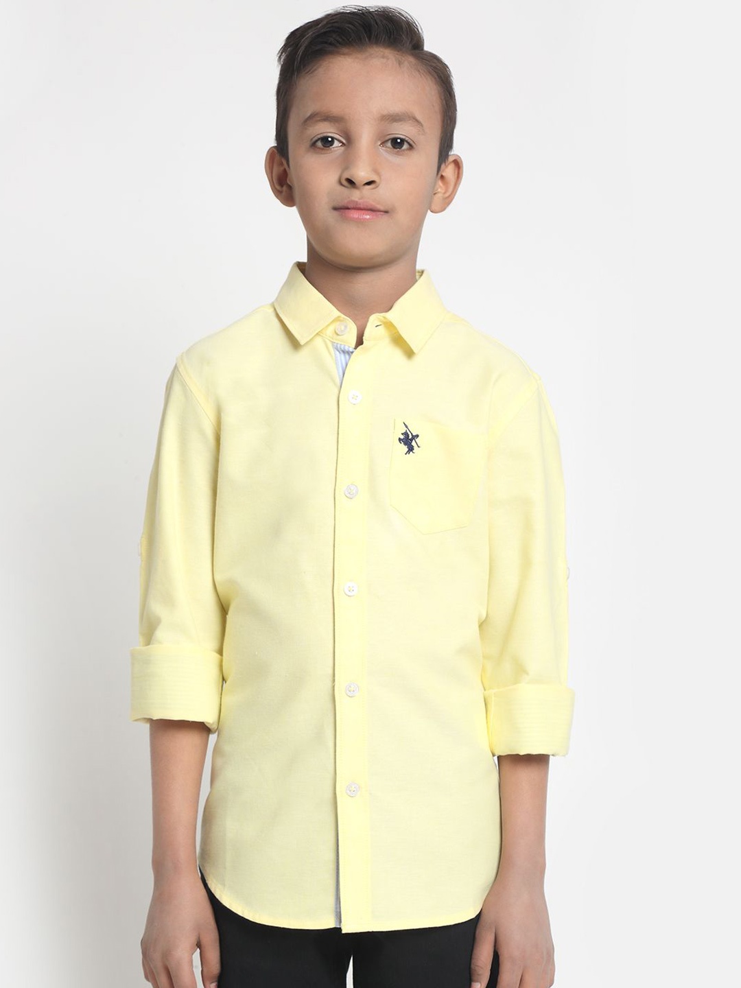

Cantabil Boys Spread Collar Solid Cotton Casual Shirt, Yellow