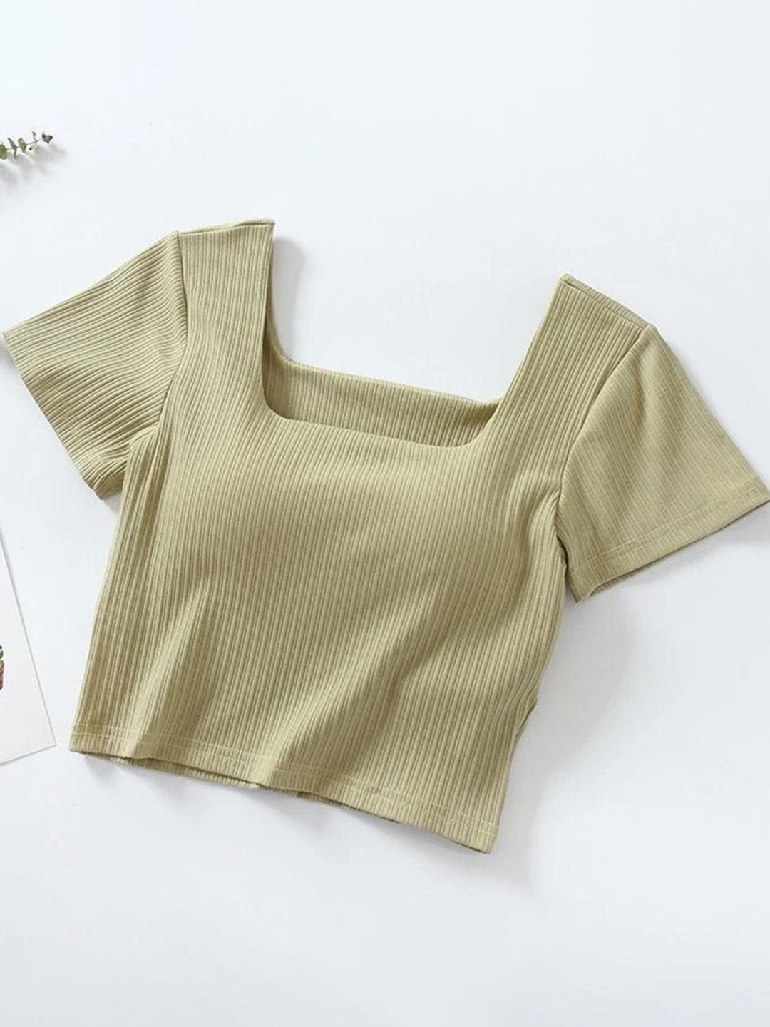 

Alamode By Akanksha Olive Levo Summer Tops With Inbuilt Bra