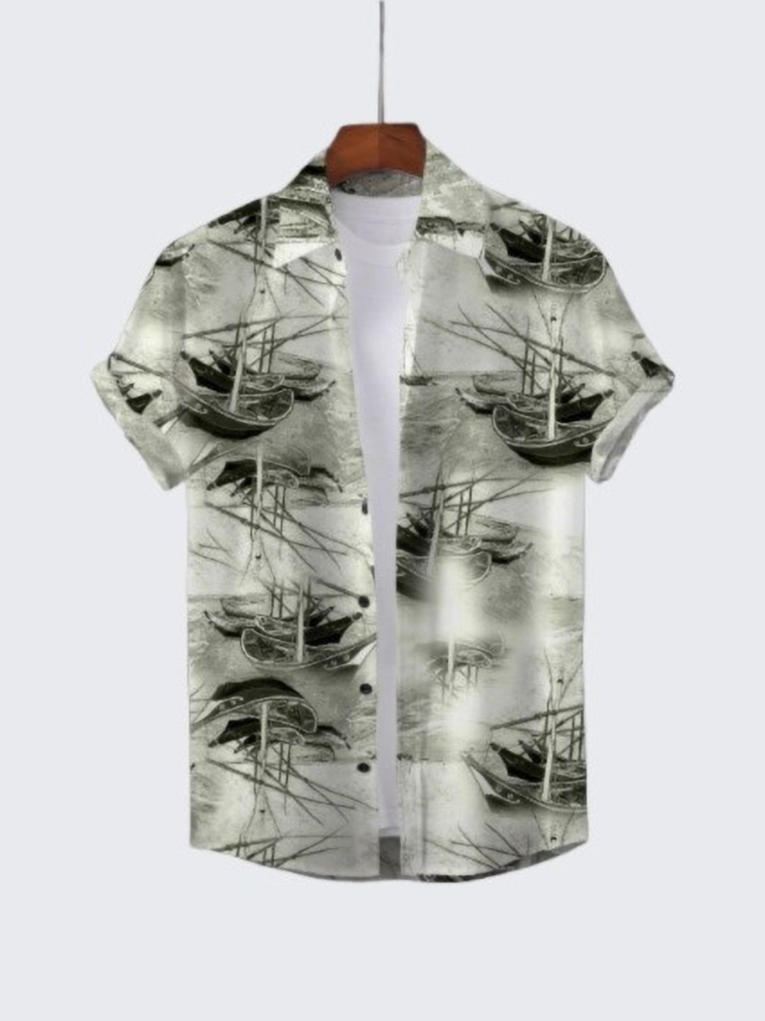 

iCome Men Slim Fit Spread Collar Abstract Printed Casual Shirt, Off white