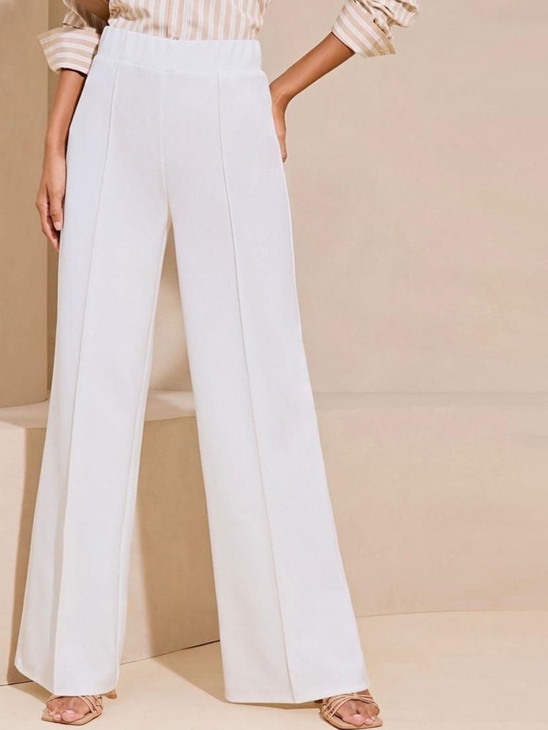 

GRIOPY Women Pleated Trousers, White