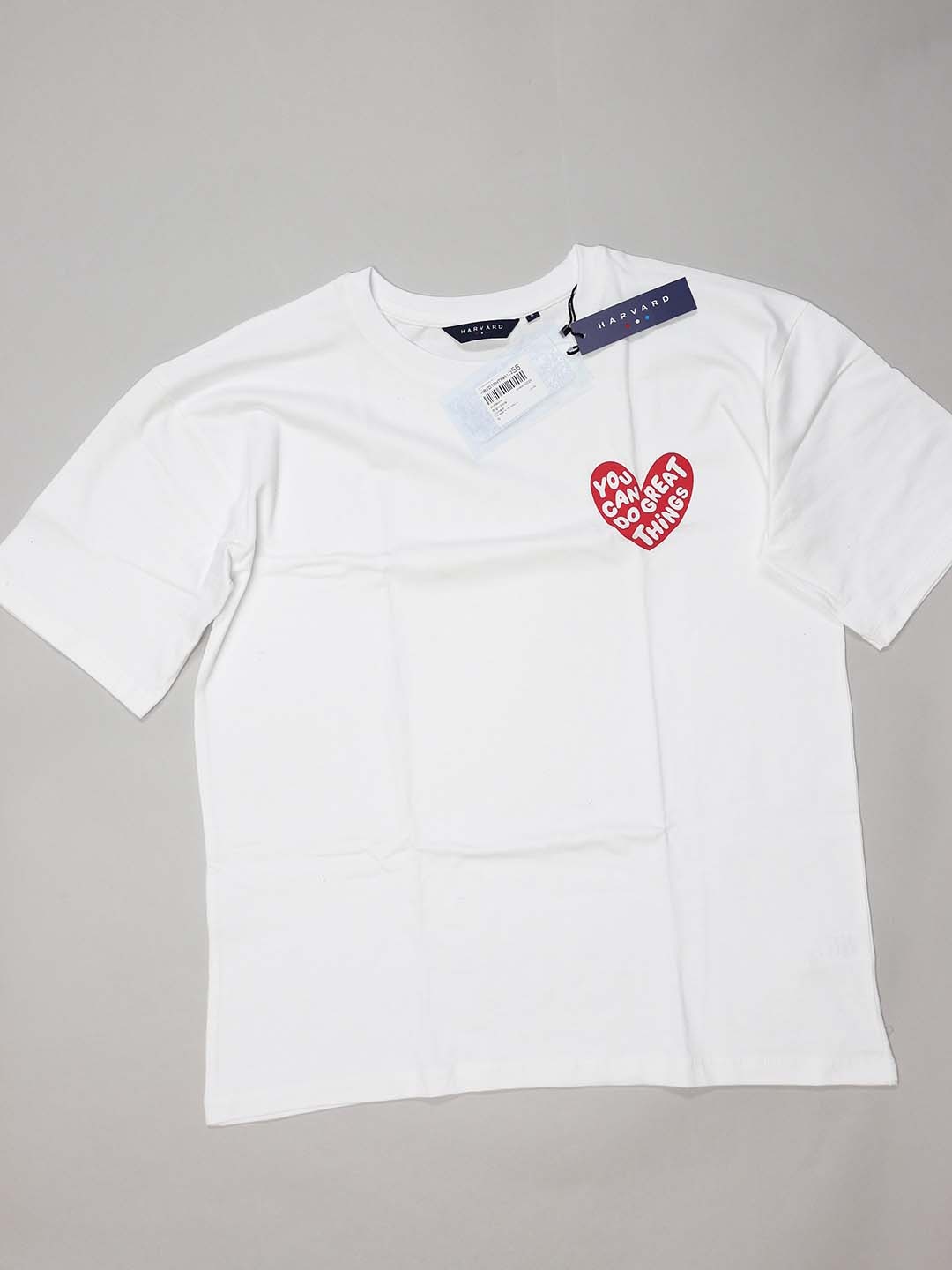 

Harvard Pure Cotton Typography Printed Drop-Shoulder Sleeves T-shirt, White