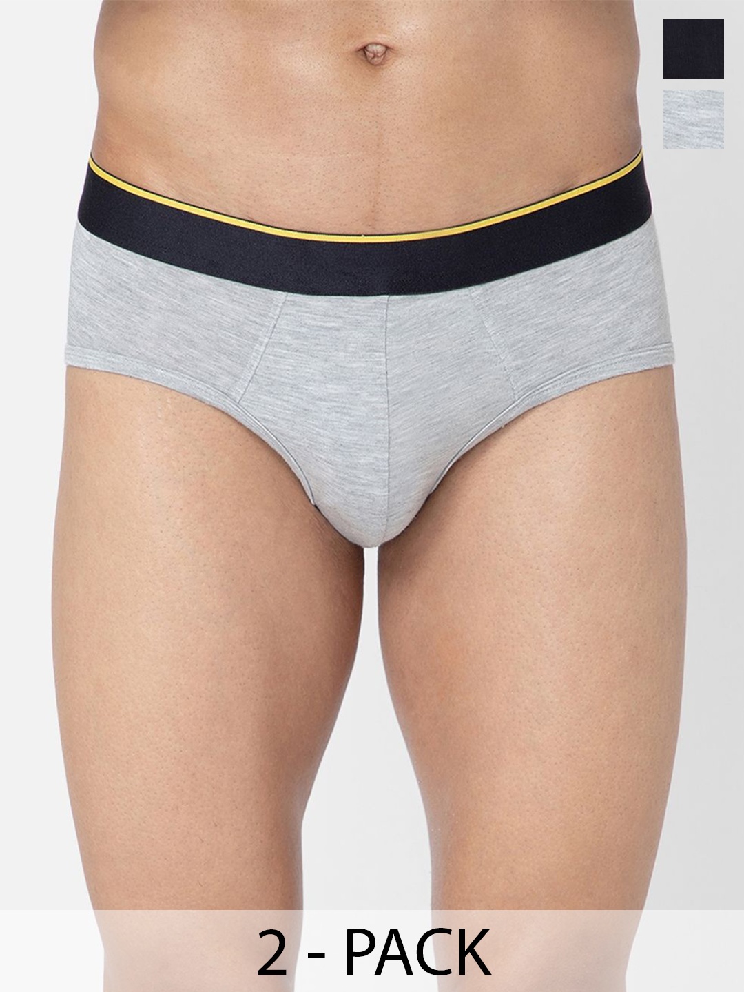 

bummer Men Pack of 2 Solid Micro Modal Briefs Underwear BRGRMNX02S, Grey