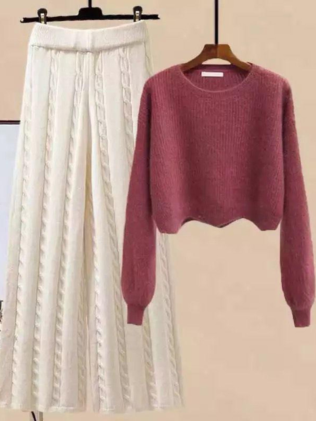 

Alamode By Akanksha Women Pink Meraki Woolen Coord Set