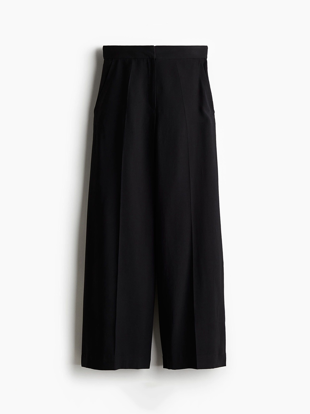 

H&M Women Wide Slip-On Regular Fit Trousers, Black