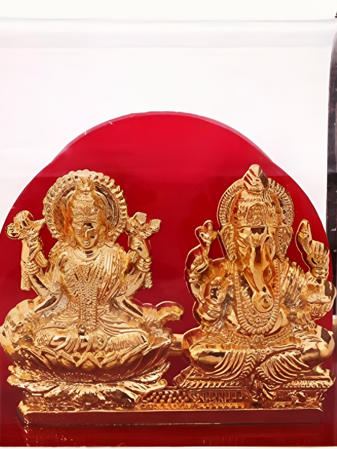 

INTERNATIONAL GIFT Gold-Toned Goddess Laxmi & Lord Ganesha Religious Idol Showpiece