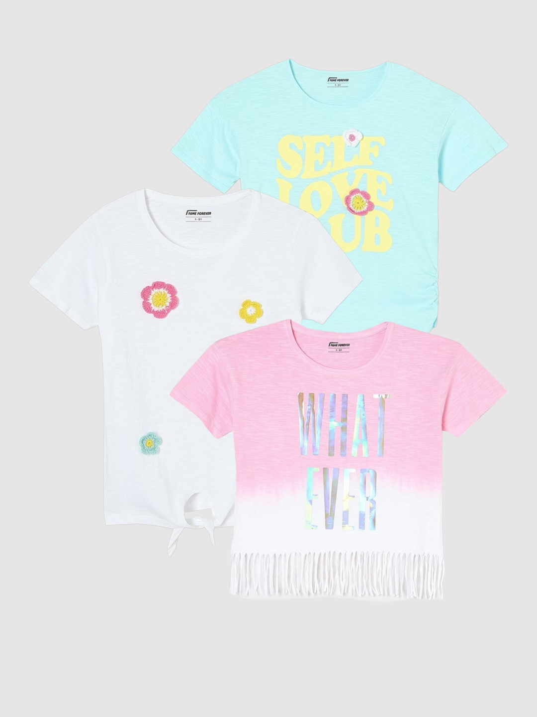 

Fame Forever by Lifestyle Girls Pack Of 3 Printed T-shirts, Green