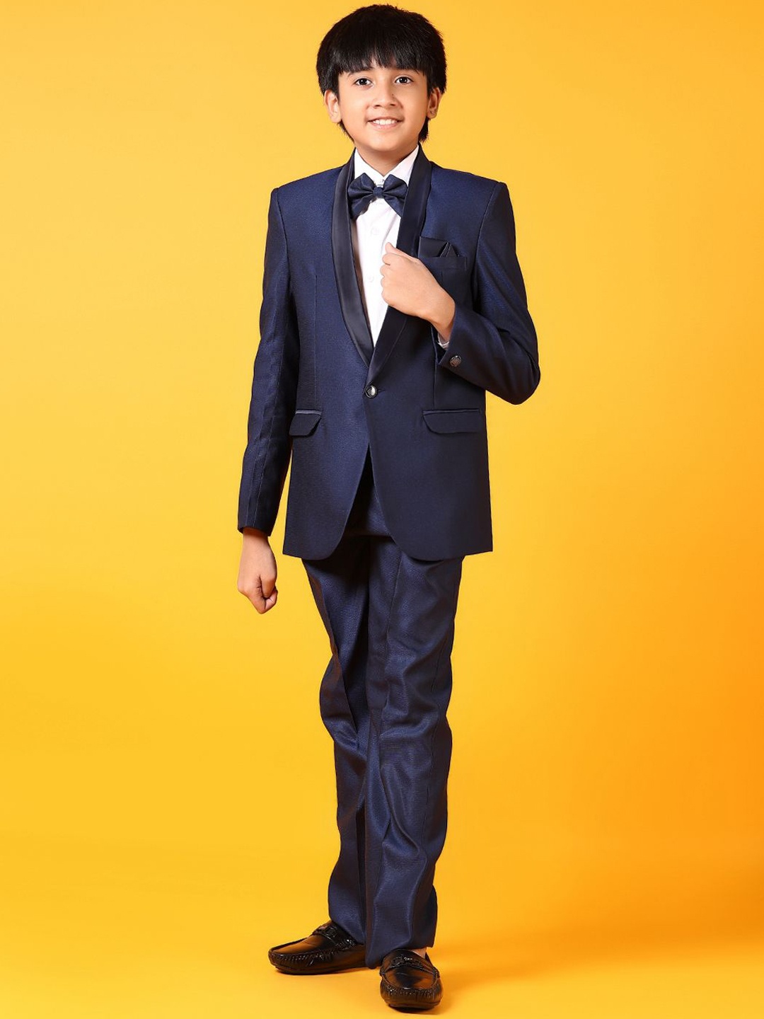

V-Mart Boys Single-Breasted Four-Piece Suit, Navy blue