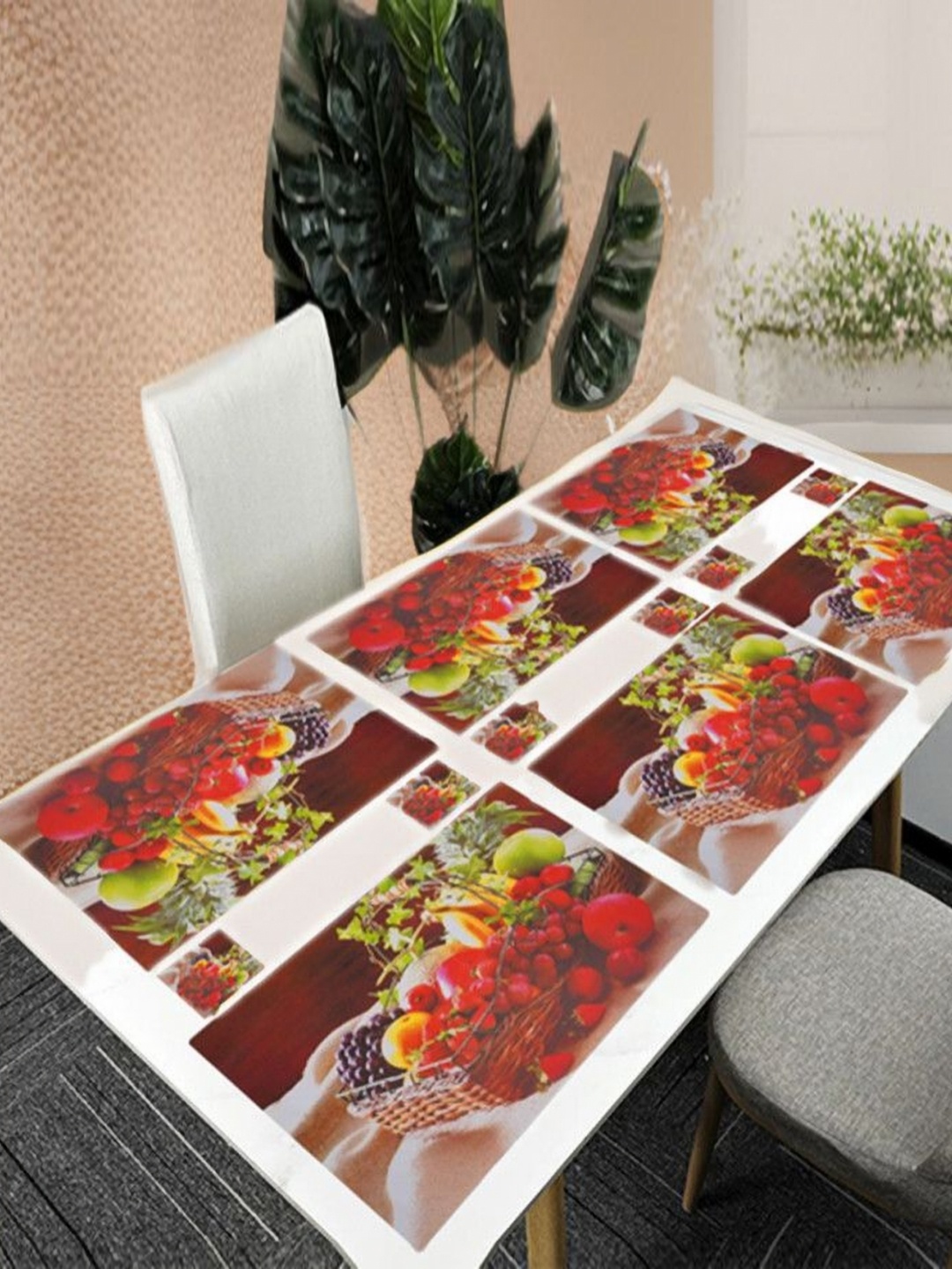 

REVEXO Red 12 Pcs Printed Rectangular Shaped Coasters & Table Placemats