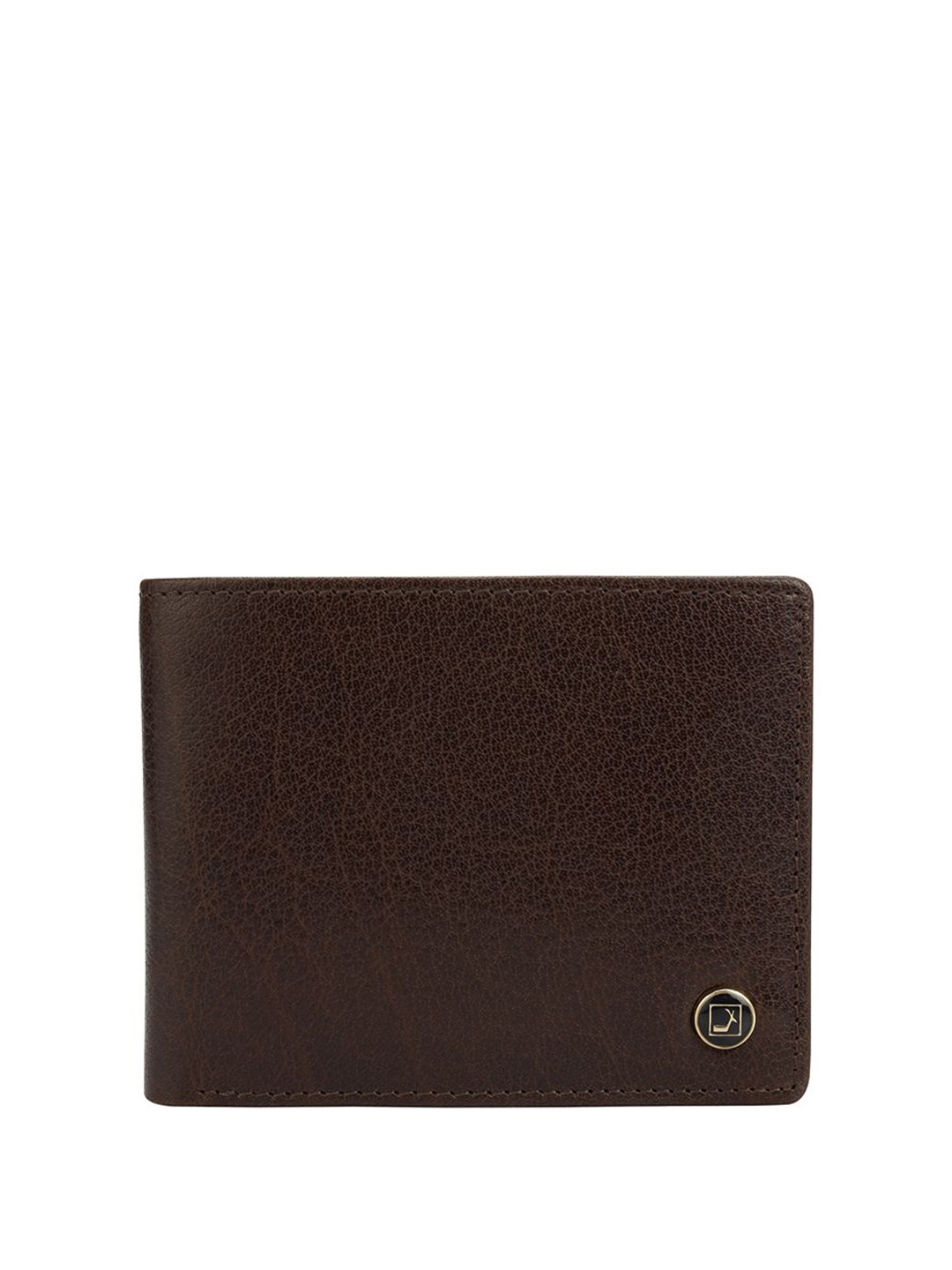 

Da Milano Men Brand Logo Textured RFID Leather Two Fold Wallet, Brown