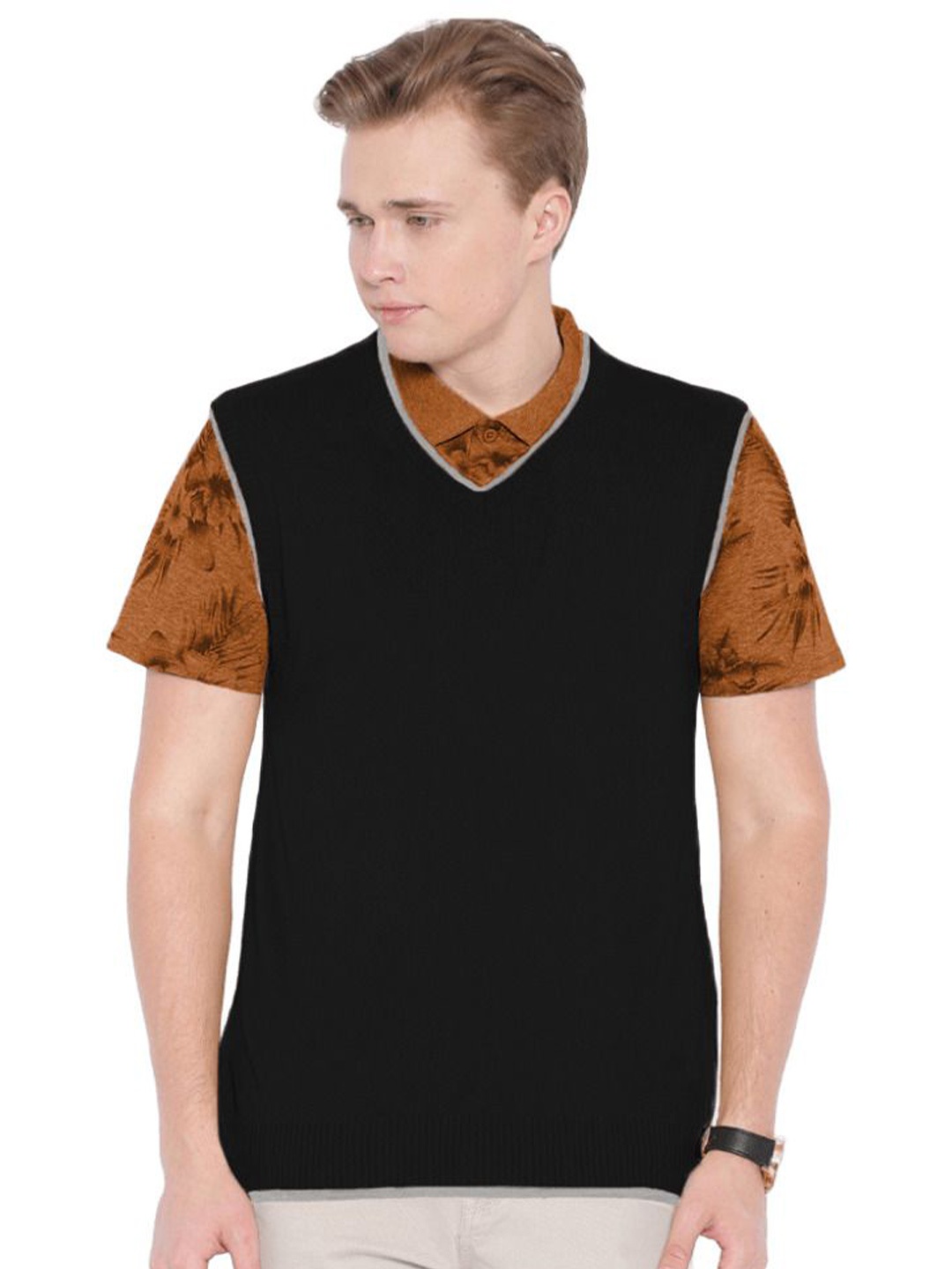 

BAESD Men V-Neck Cotton Sweater Vest, Black