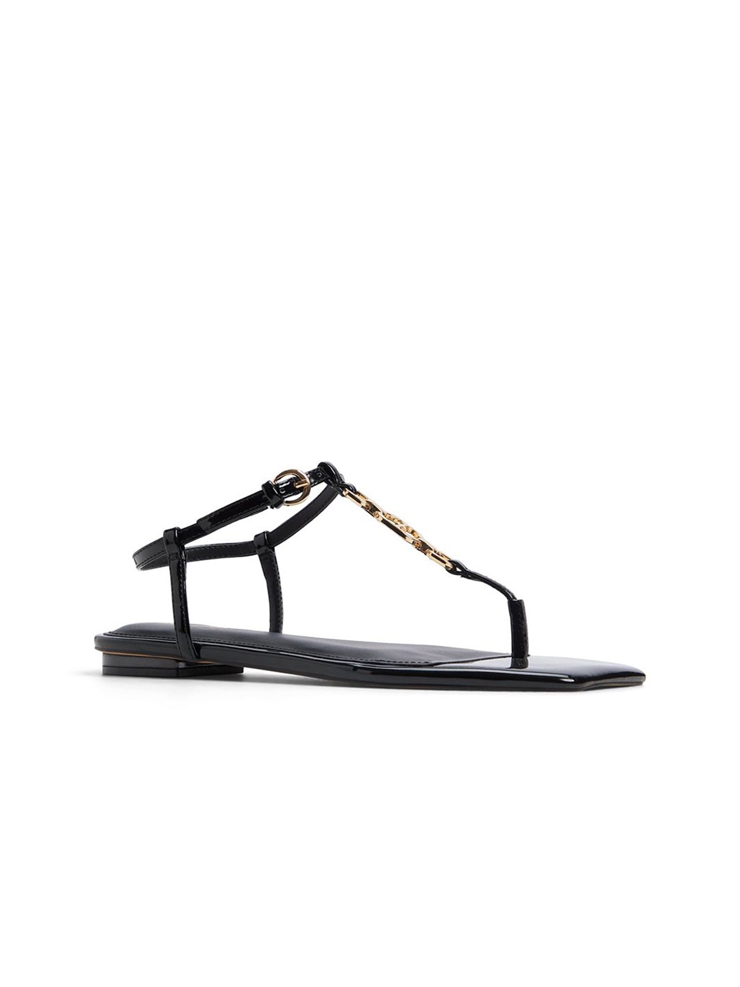 

ALDO LORENZA Women Textured T-Strap Flats, Black