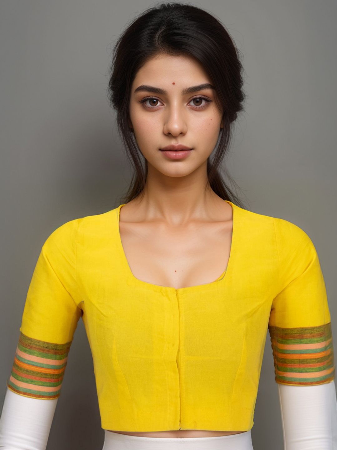 

Avishya Women Andhra Cotton Saree Blouse, Yellow