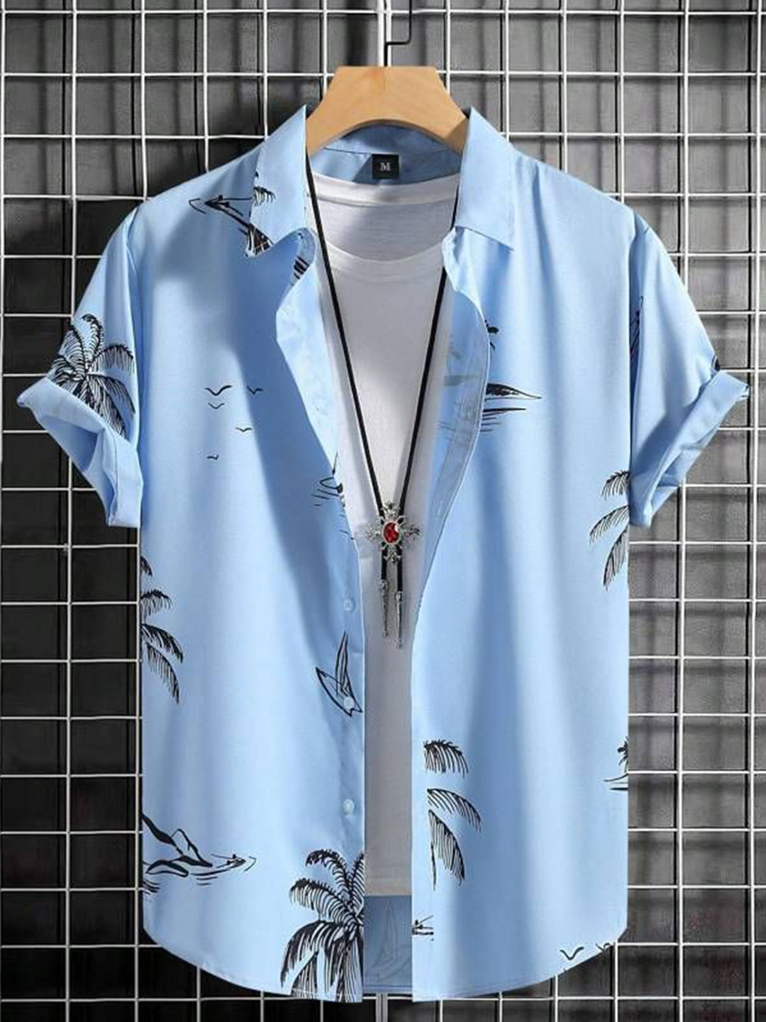

iCome Men Micro Checks Opaque Printed Casual Shirt, Blue