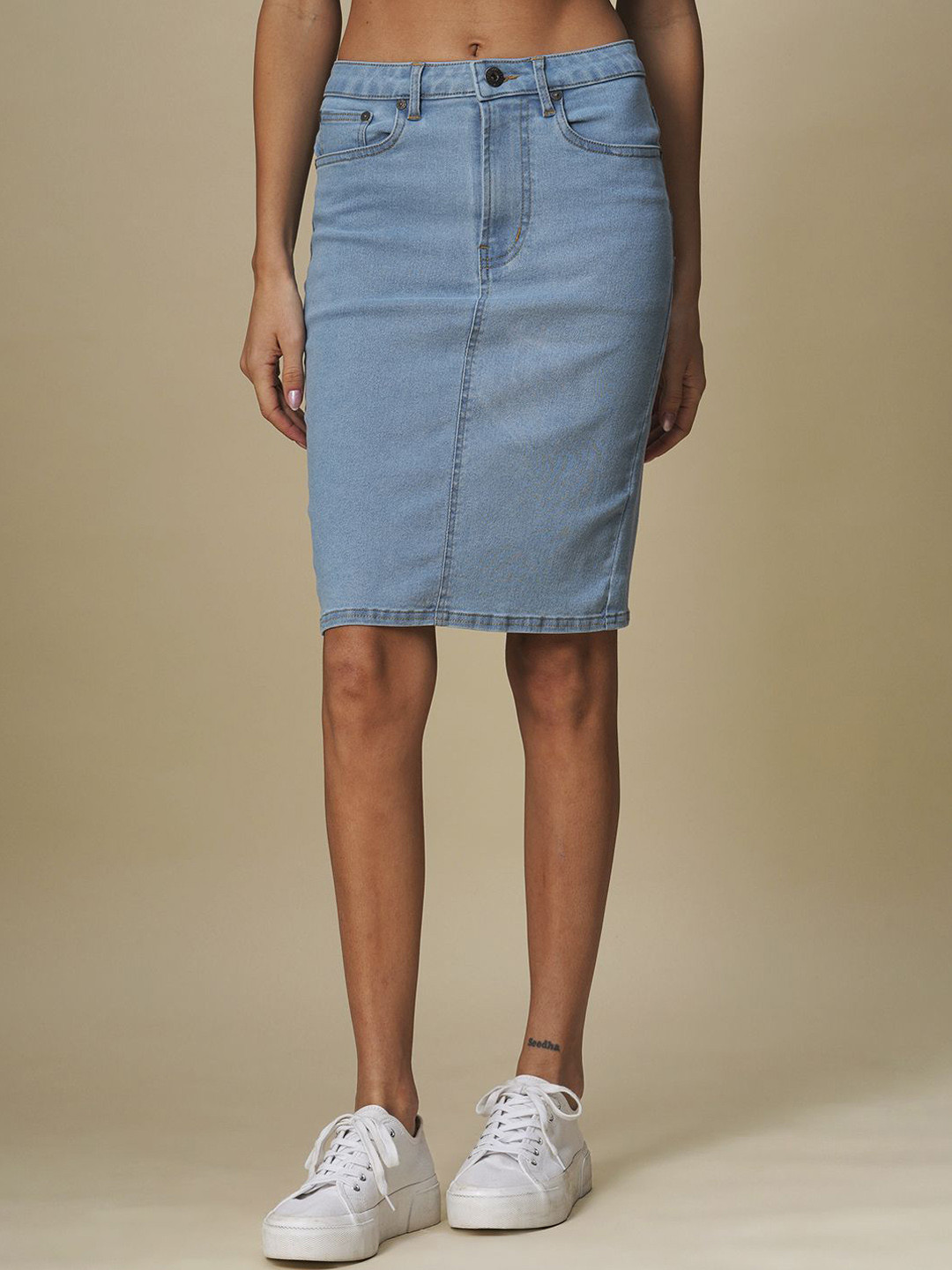 

Chemistry Pencil Above Knee Length pencil Skirt, Blue