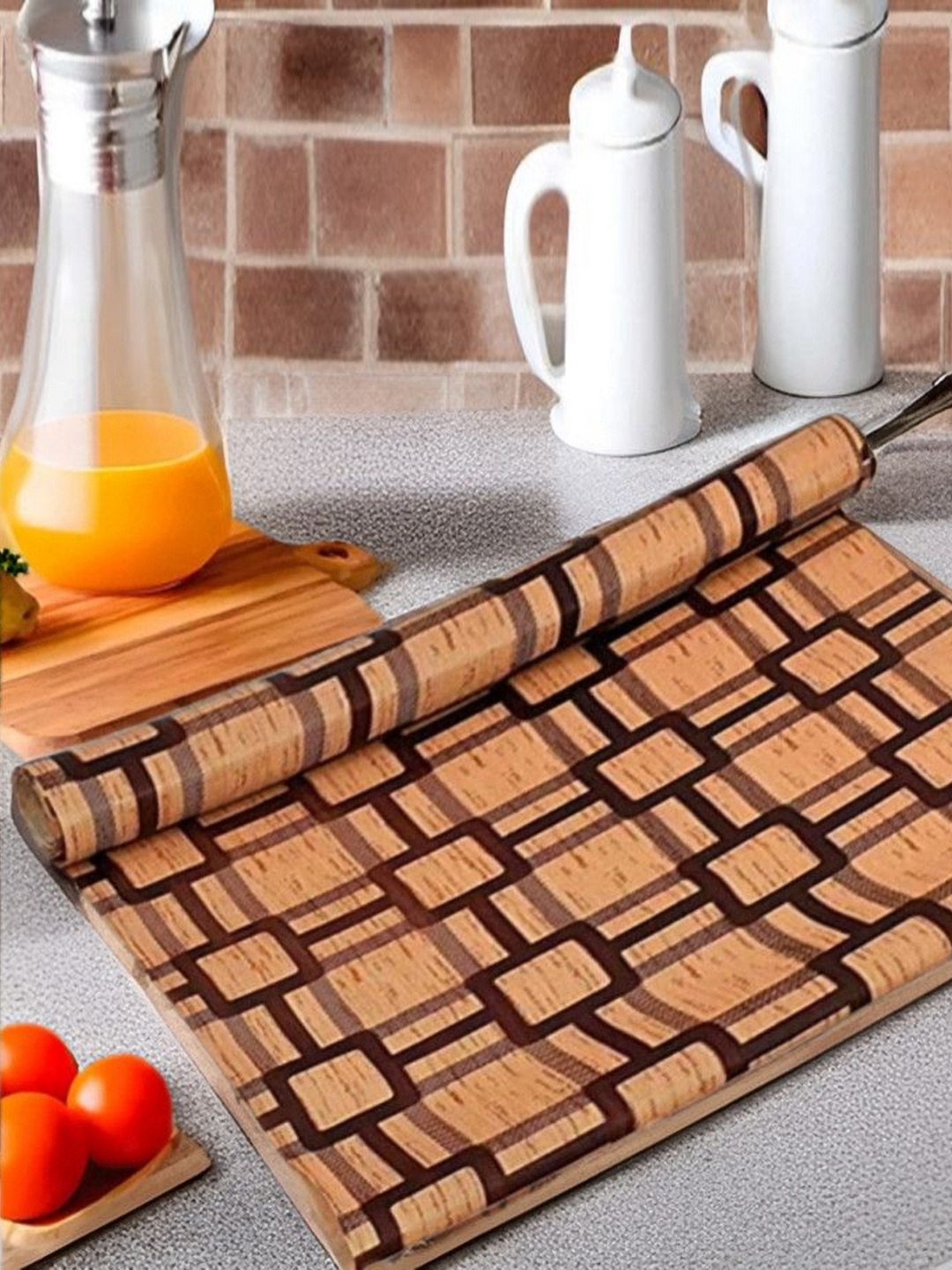 

REVEXO Beige & Brown Printed Water-Resistant Shelf Liner