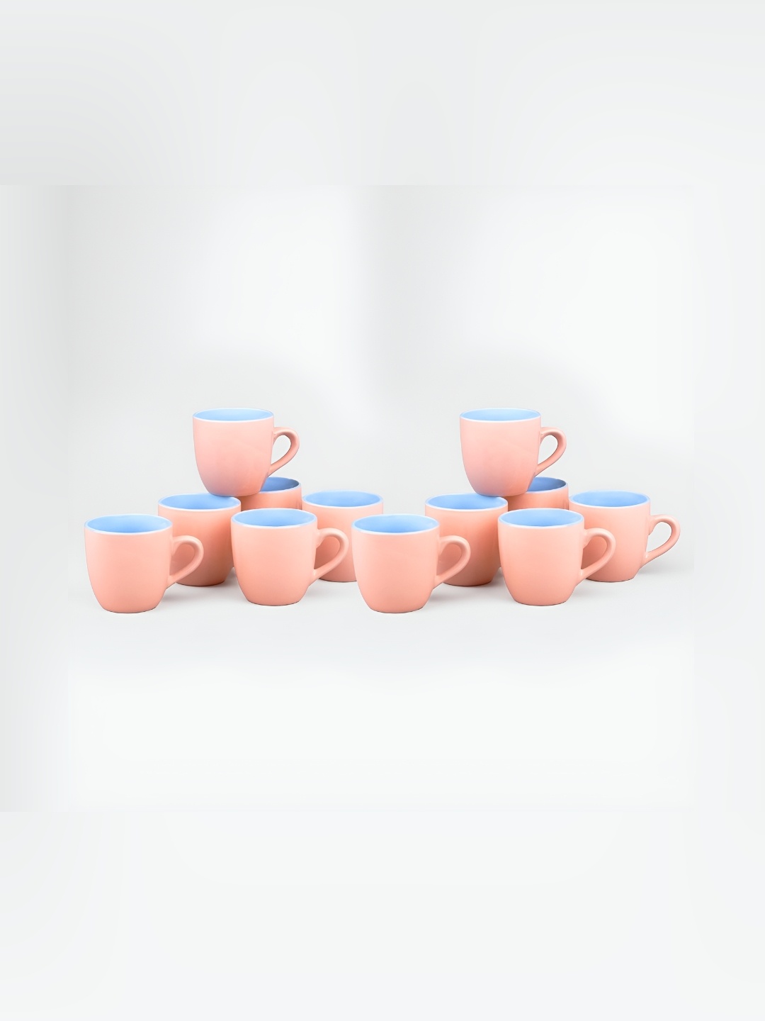

Storepedia Peach-Coloured 12 Pieces Ceramic Glossy Ceramic Tea Cups 150ml Each