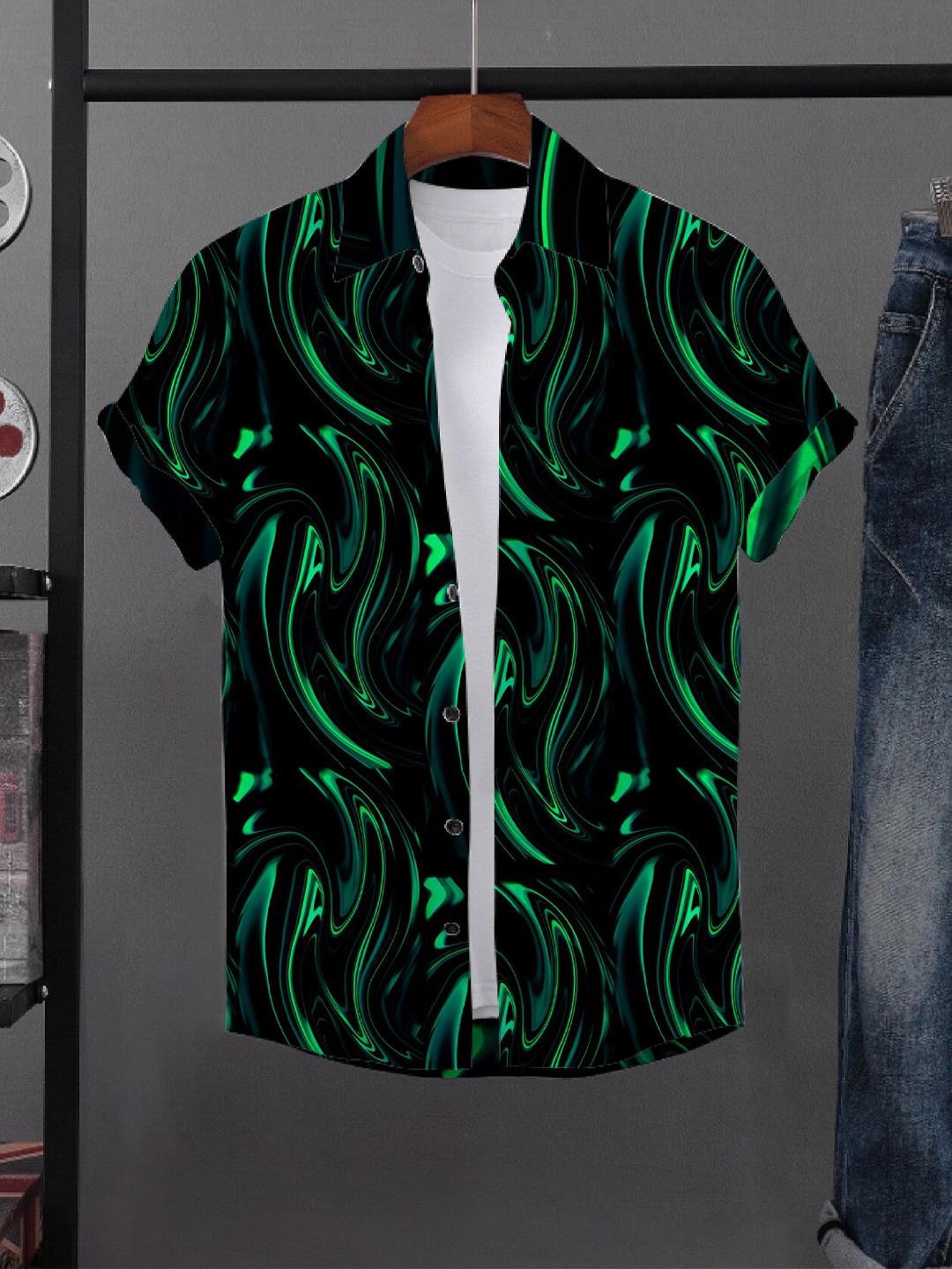 

iCome Men Slim Fit Multi Stripes Opaque Printed Casual Shirt, Black
