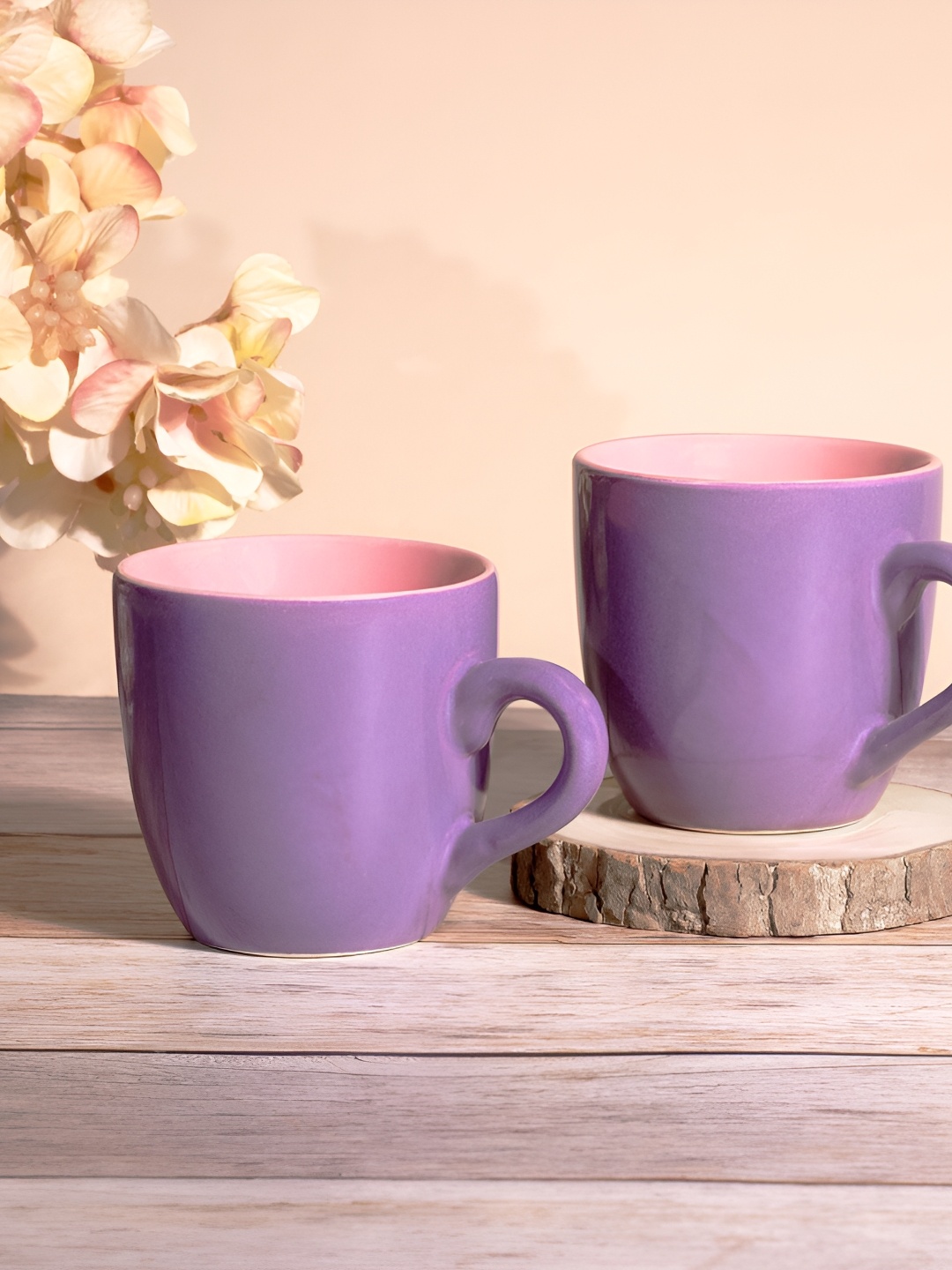 

Storepedia Purple & Pink 2 Pieces Ceramic Glossy Cups-150 ml Each