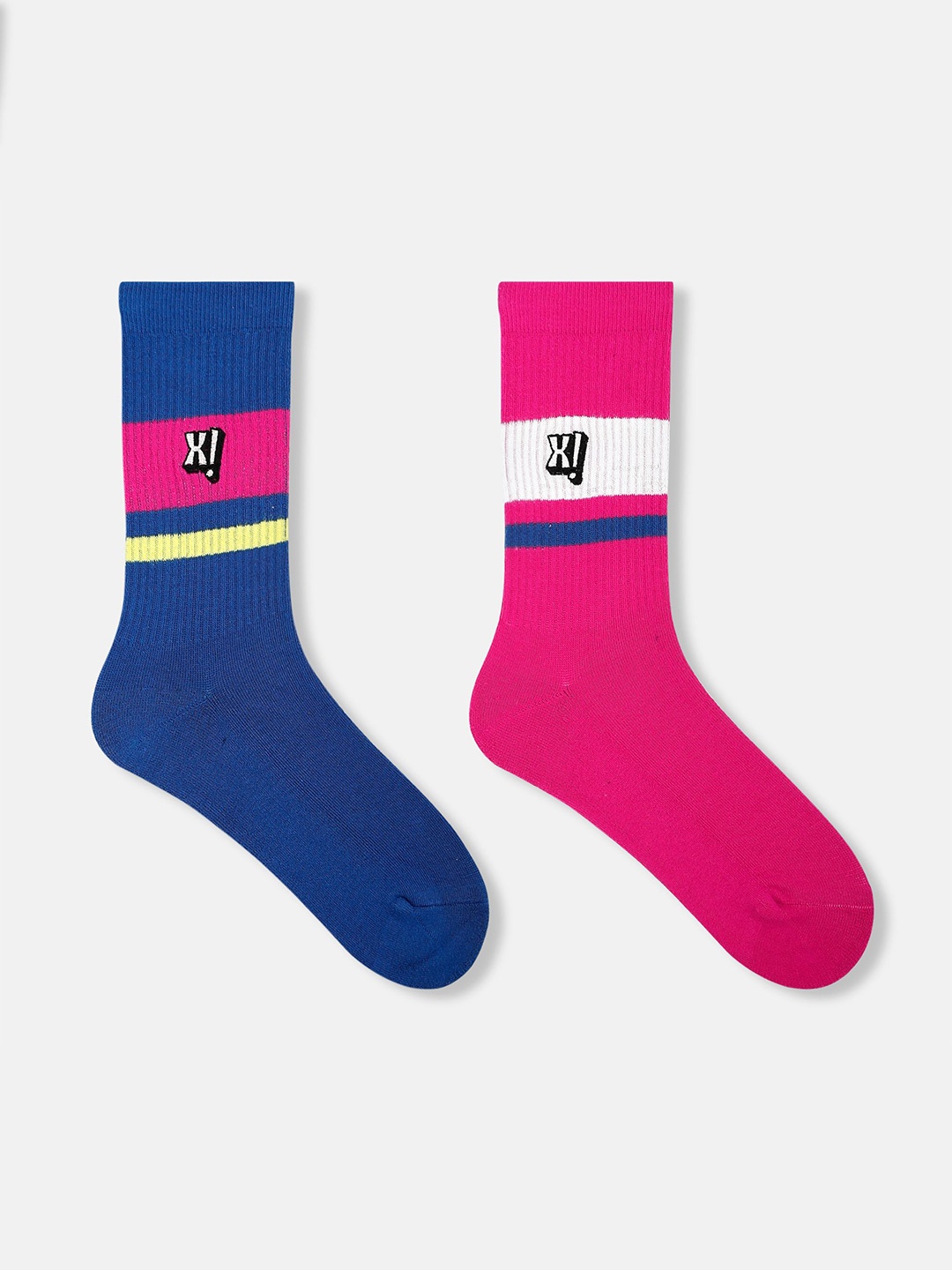 

Socksxpress Women Pack Of 2 Patterned Pure Cotton Crew-Length Socks, Pink