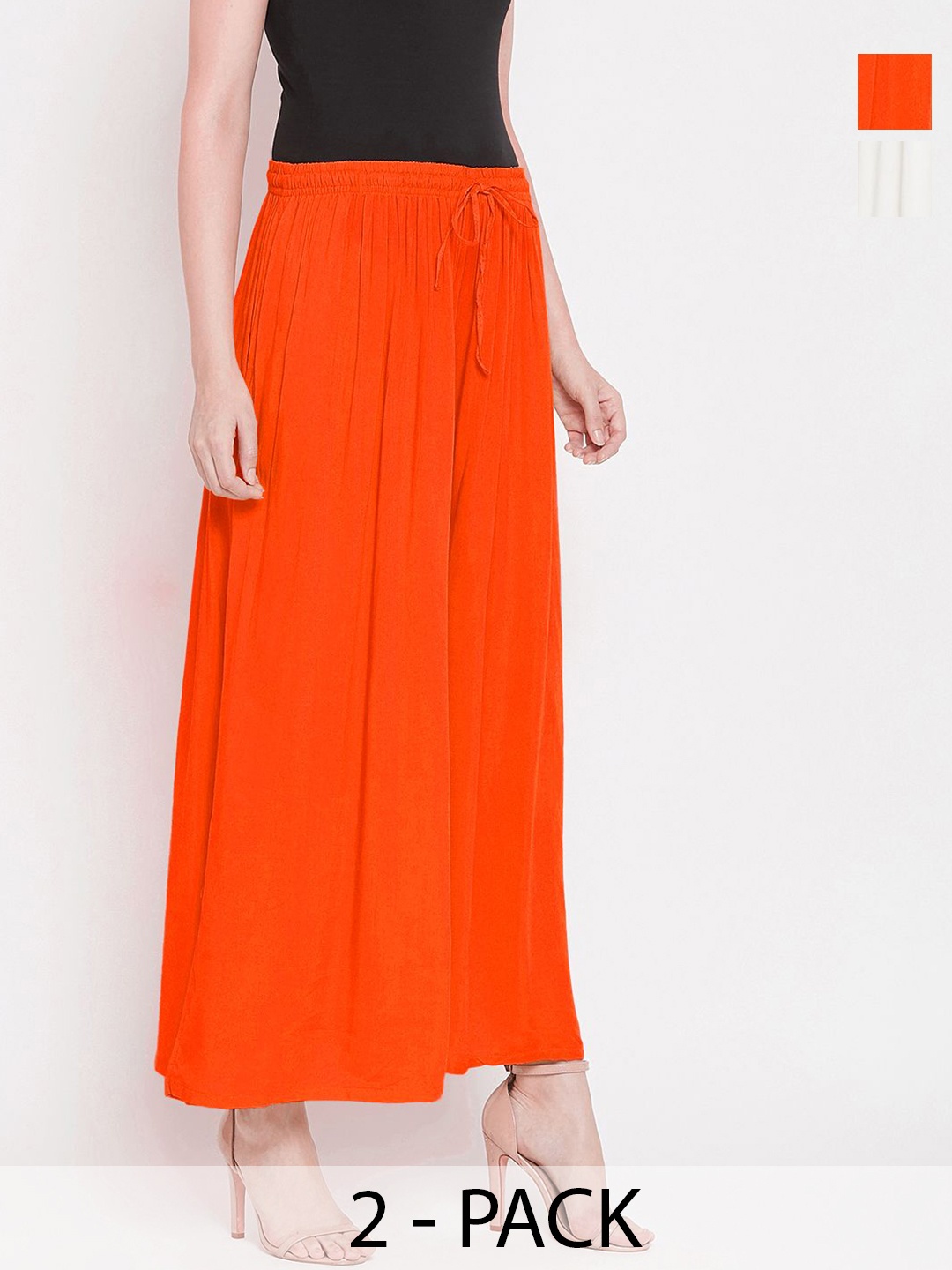 

Castle Lifestyle Women 2 Flared Palazzos, Orange