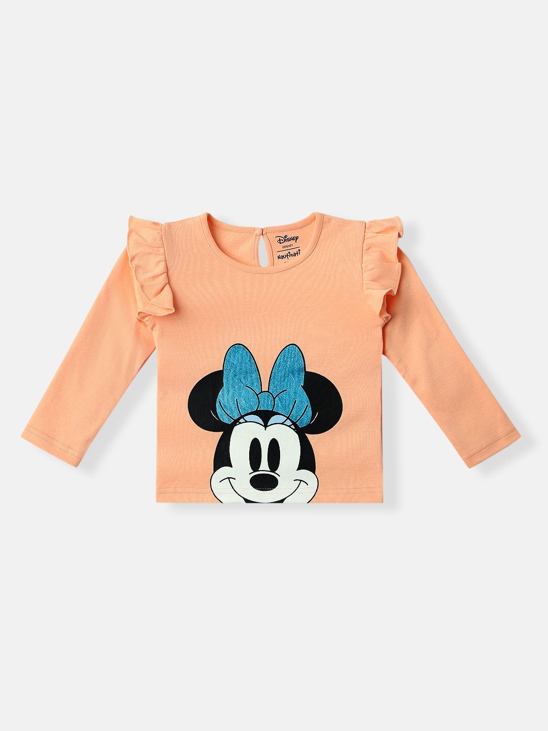 

Nauti Nati Girls Minnie Mouse Printed Bio Finish Cotton T-shirt, Peach