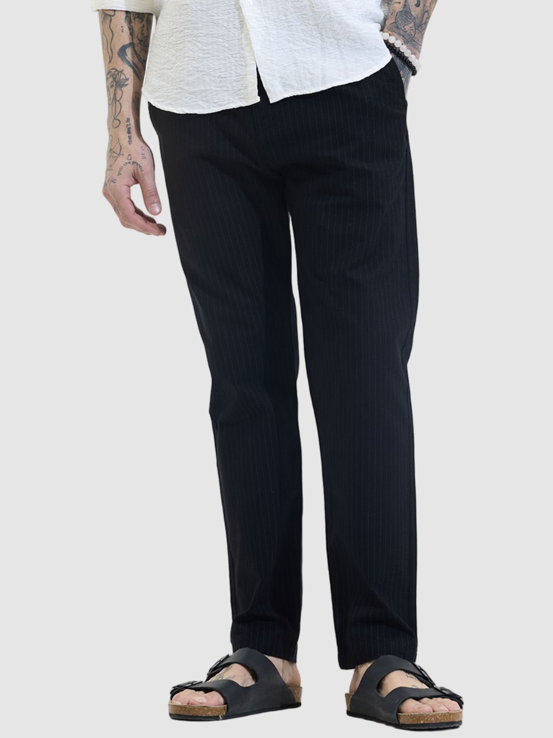 

Snitch Black Stripes Slim Fit Trousers