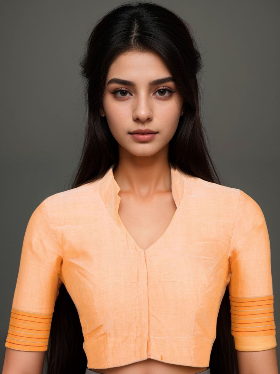 

Avishya Women Andhra Cotton Saree Blouse, Orange