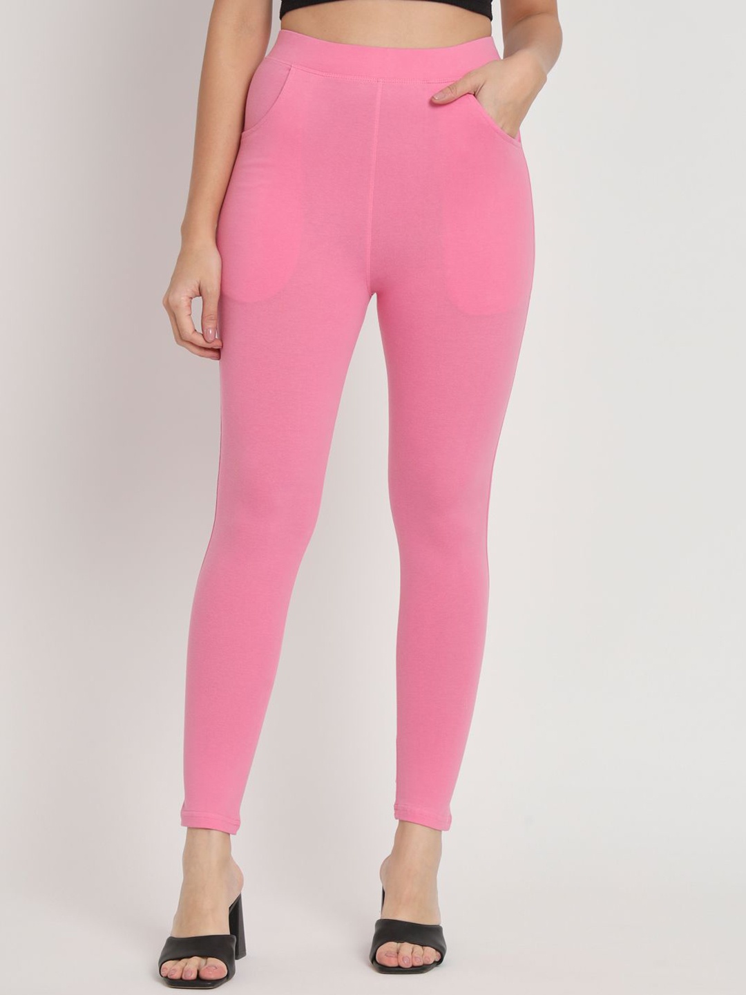 

thread plus Cotton Ankle Length Leggings, Pink