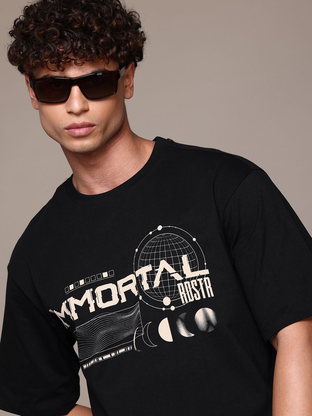 

Roadster The Lifestyle Co. Typography Printed Pure Cotton T-shirt, Black