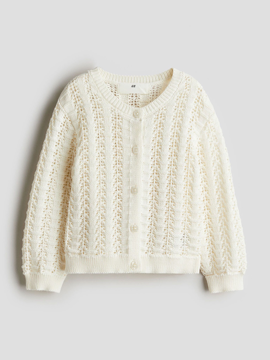 

H&M Girls Pointelle-Knit Cardigan 1270199001-White