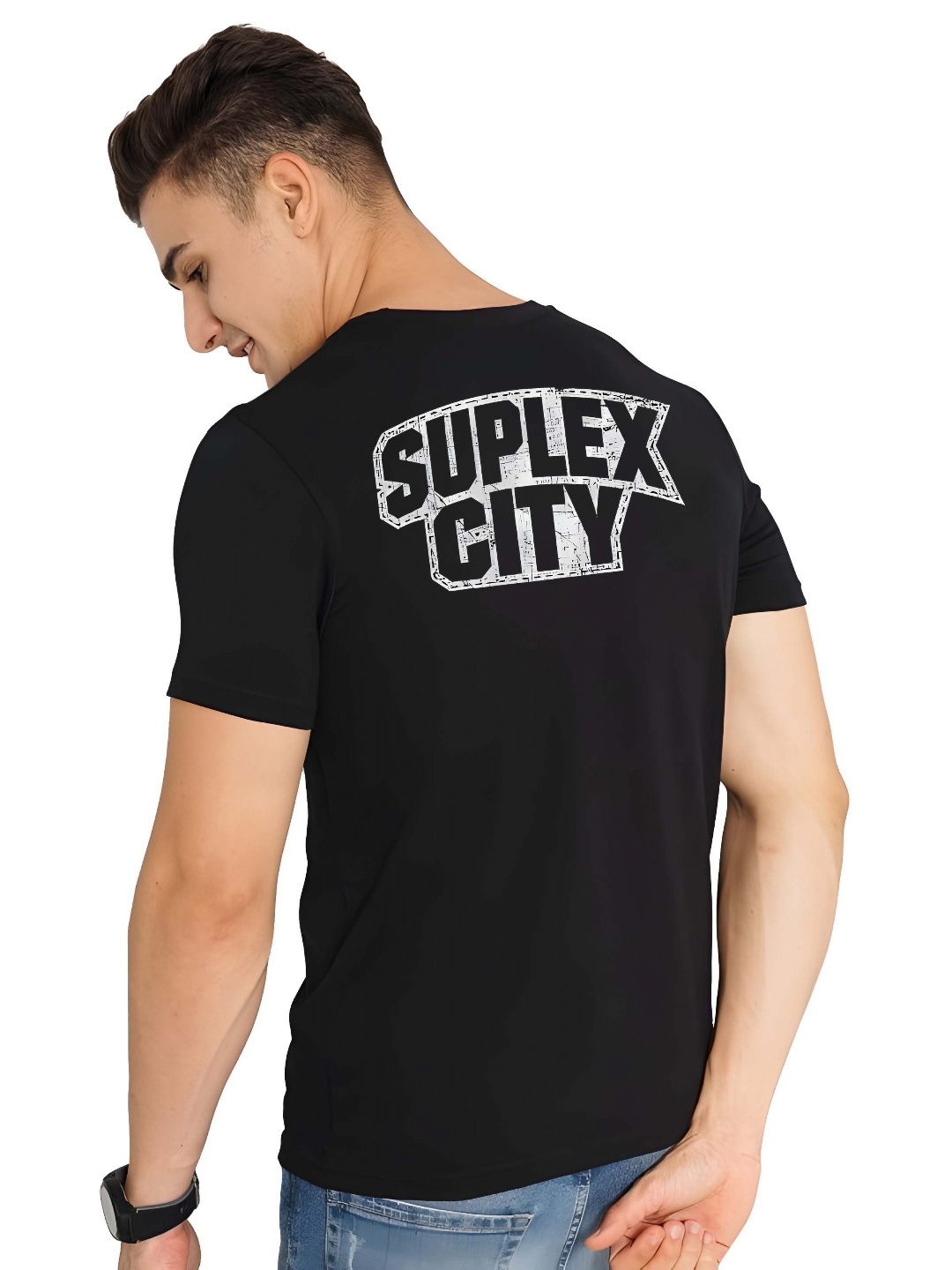 

SZN Men Typography Printed Round Neck Regular Fit Cotton T-shirt, Black