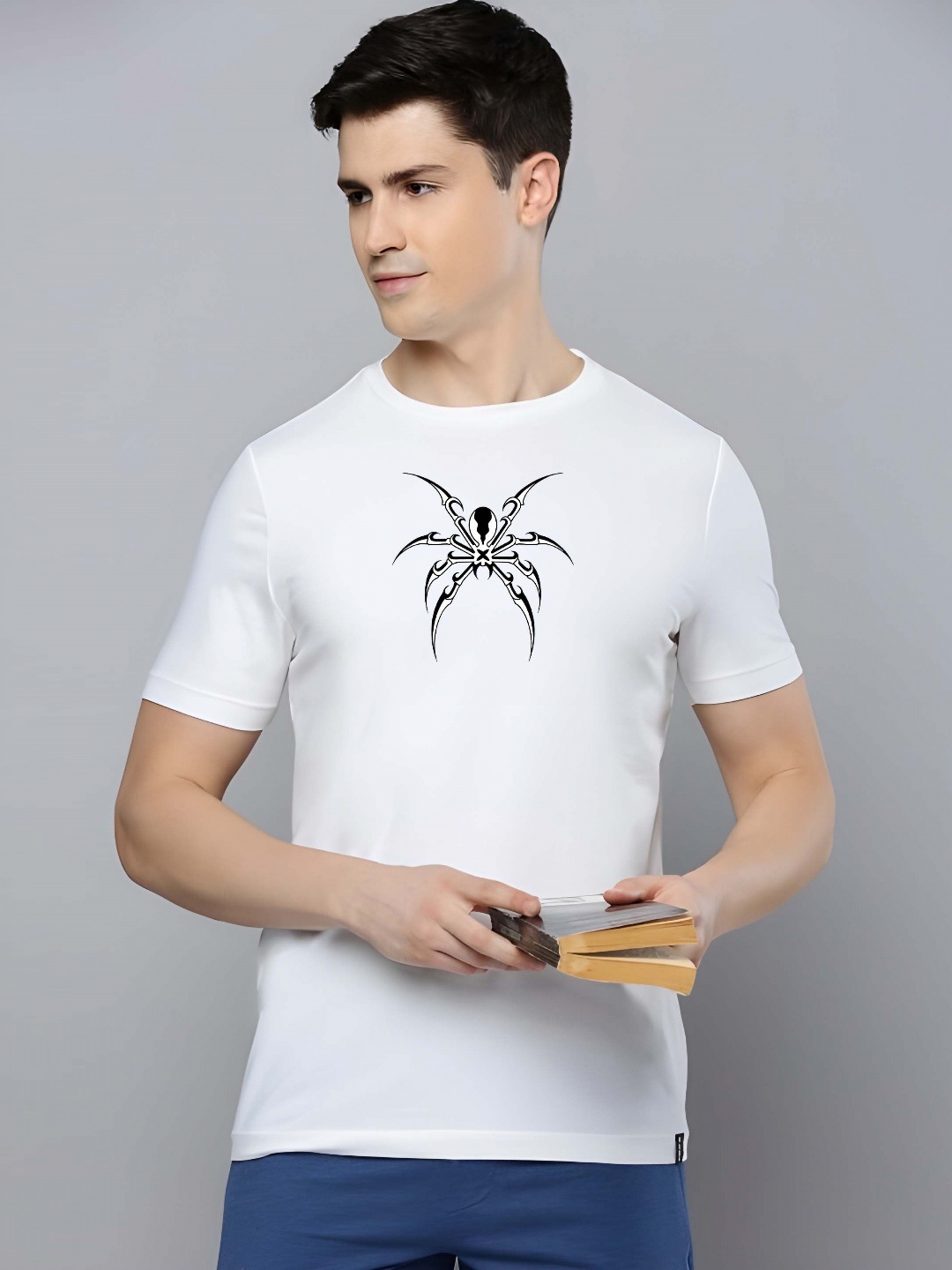 

SZN Men Drop-Shoulder Sleeves Pure Cotton T-shirt, White