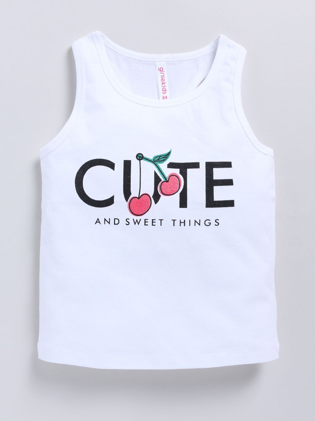 

Ginie Girls Typography Printed Tank Top, Off white